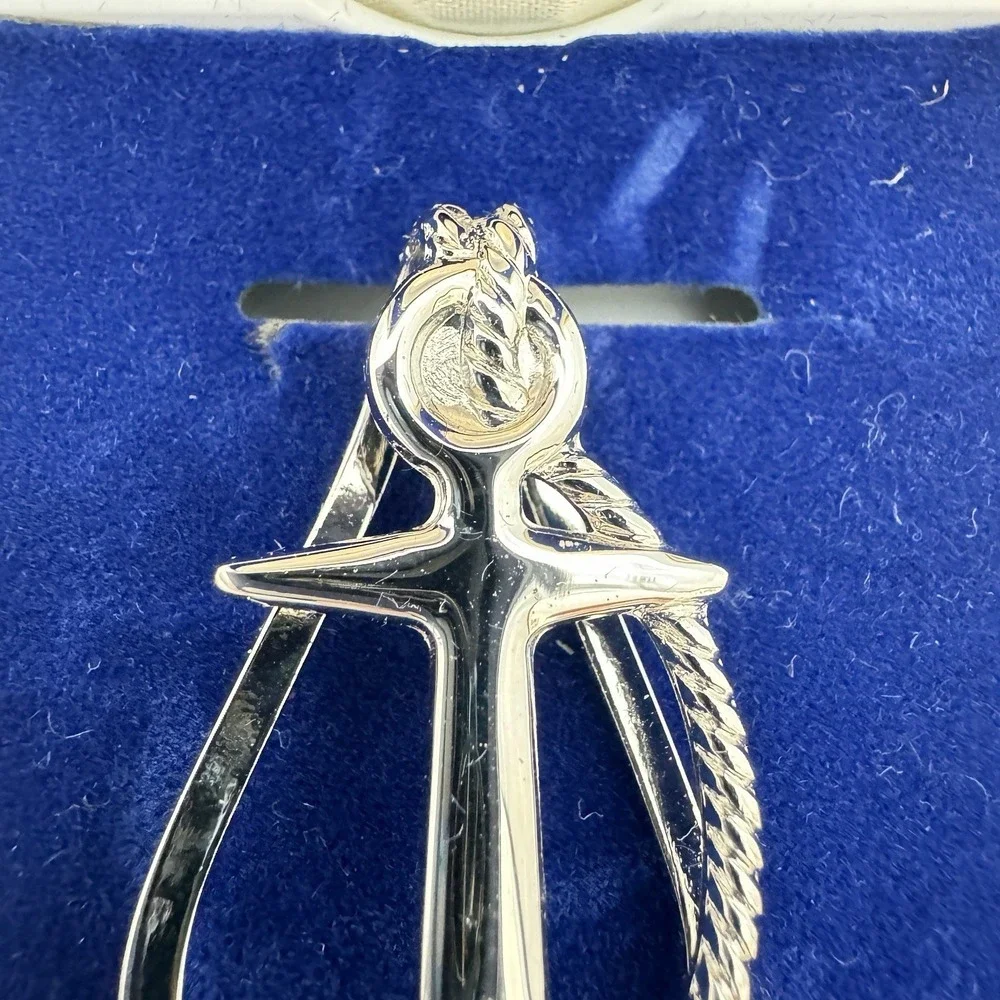 Swank Anchor Tie Tack Lapel Pin Silver Tone Nautical Rope‎ Original Box Vintage